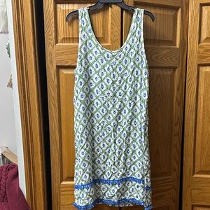 Chic Sleeveless Patterned Mini Dress with Blue Accents